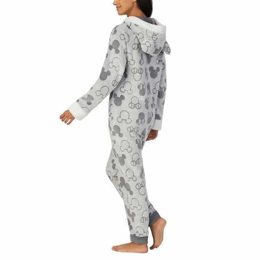 Disney Mickey and Minnie Mouse Size Large One Hoodie Pajama Set Women - Picture 3 of 3